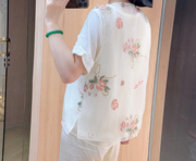 南油新中式上衣真丝欧根纱重工，绣花马甲粉色，白色精致满身绣花无袖