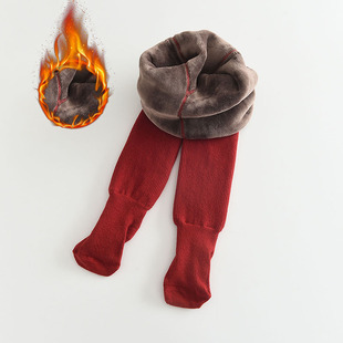 儿童连裤袜秋冬加厚保暖外穿红色一体绒婴儿连体袜裤子女童打底裤