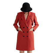 yesbyyesir叶谦叶谦原创设计秋冬女气质，红色时尚法式外套连衣裙