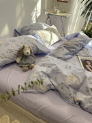 ins蓝色小兔子床上四件套全棉纯棉1.5m1.8米被套床单三件套少女心