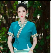西双版纳傣族服装女上衣长裙工作服，传统傣族裙套装表演日常装