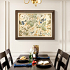 花鸟美式餐厅装饰画植物，挂画欧式复古油画饭厅，背景墙横版高档壁画
