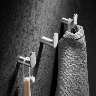不锈钢挂钩粘胶强力门后免打孔简约玄关墙壁单钩浴室卫生间毛巾钩