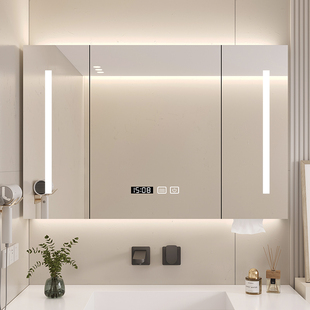 实木智能浴室镜柜，挂墙式卫生间浴室镜，洗手间镜子置物架收纳储物柜
