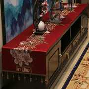 新中式电视柜盖布绣花桌布客厅茶几布桌垫台布桌旗长方形布艺