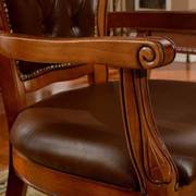 鹊卡扶手椅实木雕花欧式餐椅咖啡扶手椅美式吃饭椅子酒店会