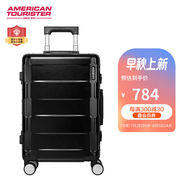 美旅箱包极简潮流粗铝框行李箱双排飞机轮20英寸NJ1黑色
