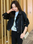 秋冬季皮衣女黑色，流行短款宽松小个子，外套pu夹克ulzzang韩版