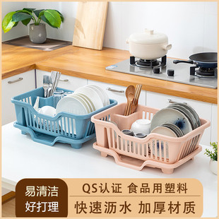 加厚沥水碗架塑料单层滴水碗碟架碗筷收纳置物架厨房碗架好用收纳