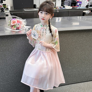 女童夏装汉服旗袍裙2024中式改良裙子唐装，儿童夏季国风连衣裙