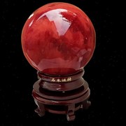 红色朱砂水晶球摆件天然朱砂石(朱砂石)朱砂球红水晶球客厅玄关摆件