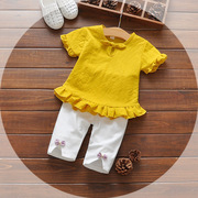 女宝宝短袖套装，可爱女童夏装婴幼儿，衣服0-1-2-3岁公主5夏装