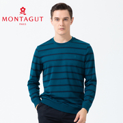 montagut梦特娇，24春季条纹商务休闲圆领，长袖t恤1120207