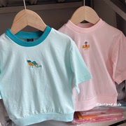 22夏款韩版童装纯棉男童中袖7分袖T恤背心女宝儿童卡通可爱圆领衫