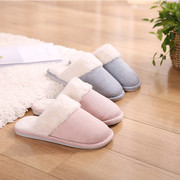 日式居家棉拖鞋可爱厚底，冬季情侣室内人字呢拖鞋，包跟月子毛拖鞋(毛拖鞋)