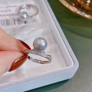 DIY配件 S925纯银时尚气质戒指空托珍珠玉石指环开口戒子银托