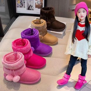 2023加绒女童棉靴男童，学步棉鞋中筒拉链棉靴1-10岁宝宝，加厚雪地靴