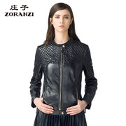 zoranzi庄子女装皮衣女短款显瘦机车皮夹克皮上衣外套lwo12008