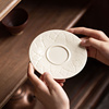 中式复古定窑白干泡盘壶承家用陶瓷盖碗托盘 功夫茶道配件隔热垫