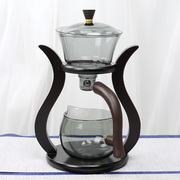 玻璃半全自动茶具透黑款磁吸茶壶懒人泡茶器，简约功夫茶壶泡茶神器
