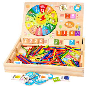 儿童拼图木质拼板十二生肖，时钟数字日历，2-3-6岁早教益智积木玩具5
