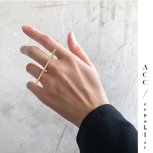 欧美简单一字小众设计师款戒指女ins潮时尚网红冷淡风个性酷指环