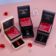 玫瑰花盒创意惊喜口红项链，戒指送女朋友闺蜜生日，圣诞情人节礼物盒