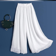 古典舞白裤子现代白色舞蹈裙半身裙练功裤男女成人宽松长纱裙