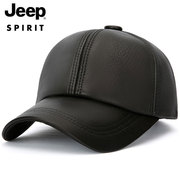 jeep吉普秋冬季真皮帽子爸爸棒球帽中老年老人高端男士羊皮鸭舌帽