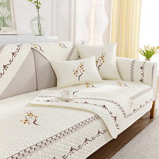 重工刺绣沙发垫四季通用全棉实木简约现代垫