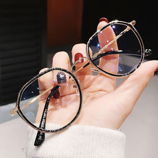 专属近视眼镜可配度数，女韩版多边形防蓝光防辐射眼镜女显瘦学