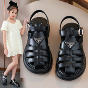 儿童鞋3-12岁女童凉鞋，4夏季英伦风公主鞋5小女孩，包头镂空学生皮鞋