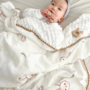 婴儿盖毯豆豆毯春夏秋季宝宝外出推车毯子初生新生儿毛毯小被子