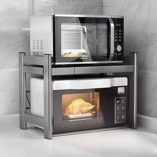 厨房微波炉置物架烤箱架子，家用台面桌面双层电饭锅，收纳支架多层