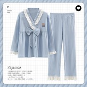 5XL特大加肥加大码220斤胖MM和服套头睡衣女春秋季纯棉长袖居家服