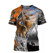 夏季 T恤动物森林小鹿3D印花图案男女个性时尚街头短袖上衣