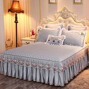 纯色韩版夹棉床裙单件裙式床罩蕾丝花边加厚1.5米1.8x2.0床套床单