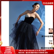 越南设计师lylia2022夏季裹胸水钻高腰分层纱纱蓬蓬连衣裙