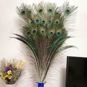 孔雀羽毛摆件客厅装饰花瓶花束，插花蓝色摆件墙饰插瓶孔雀毛