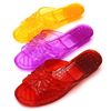 水晶凉鞋老式果冻透明水晶，塑料平跟女拖鞋，女士夏季坡跟厚底室