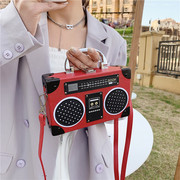 包包2024潮斜挎小方包个性(包个性)收音机，小箱子包单肩包录音机盒子包