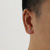 925纯银方块凹面耳钉男简约时尚小众设计女个性气质单只耳环ins