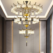 新中式客厅LED吊灯别墅复式楼大厅水晶吊灯工装酒店宴会餐厅灯具