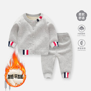 婴儿毛衣套装秋冬款衣服男宝宝，加绒加厚秋衣，男童冬季幼儿洋气外套