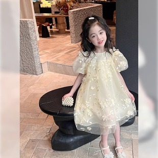 女童连衣裙2024夏季裙子新中式儿童女宝宝时髦短袖长裙公主裙