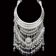 西南少数民族时尚，苗银项圈老挝风情银饰吊坠项链，演出旅游纪念
