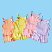 婴儿套装夏季薄款女宝宝短袖，背心吊带两件套可爱洋气，公主夏装衣服