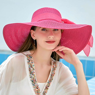 草帽女沙滩大帽檐，遮阳帽女士时尚网红款海边度假防晒太阳帽子凉帽