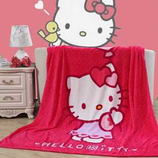 儿童卡通珊瑚绒毯子毛毯被子可爱卡通HelloKitty猫空调毯法莱绒被