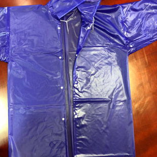 雨具05号宝蓝PVC牛筋长风衣 徒步雨披用非一次性印花雨衣